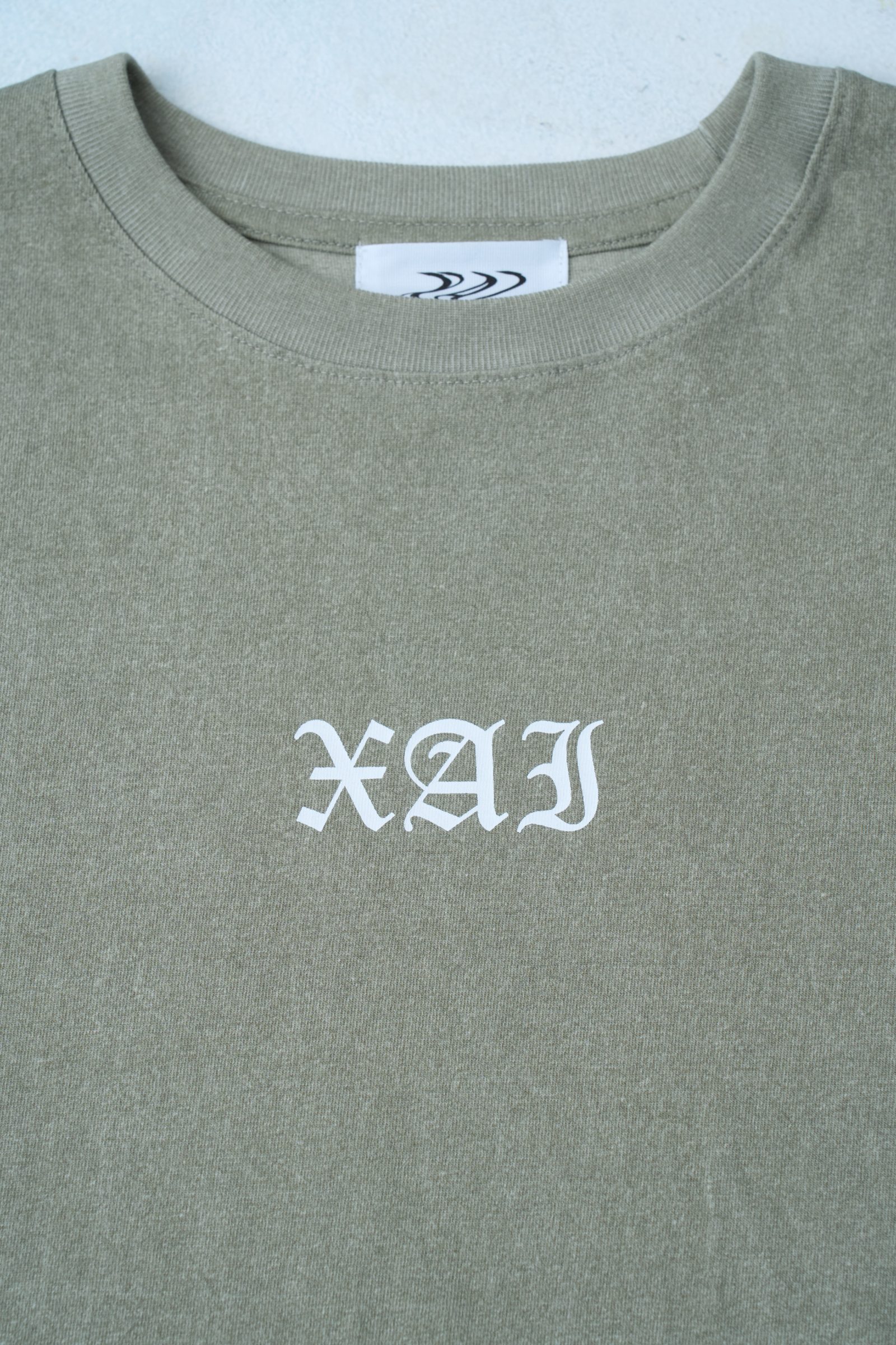 XAI Font Logo Pigment Overfit T-Shirt - Khaki 5