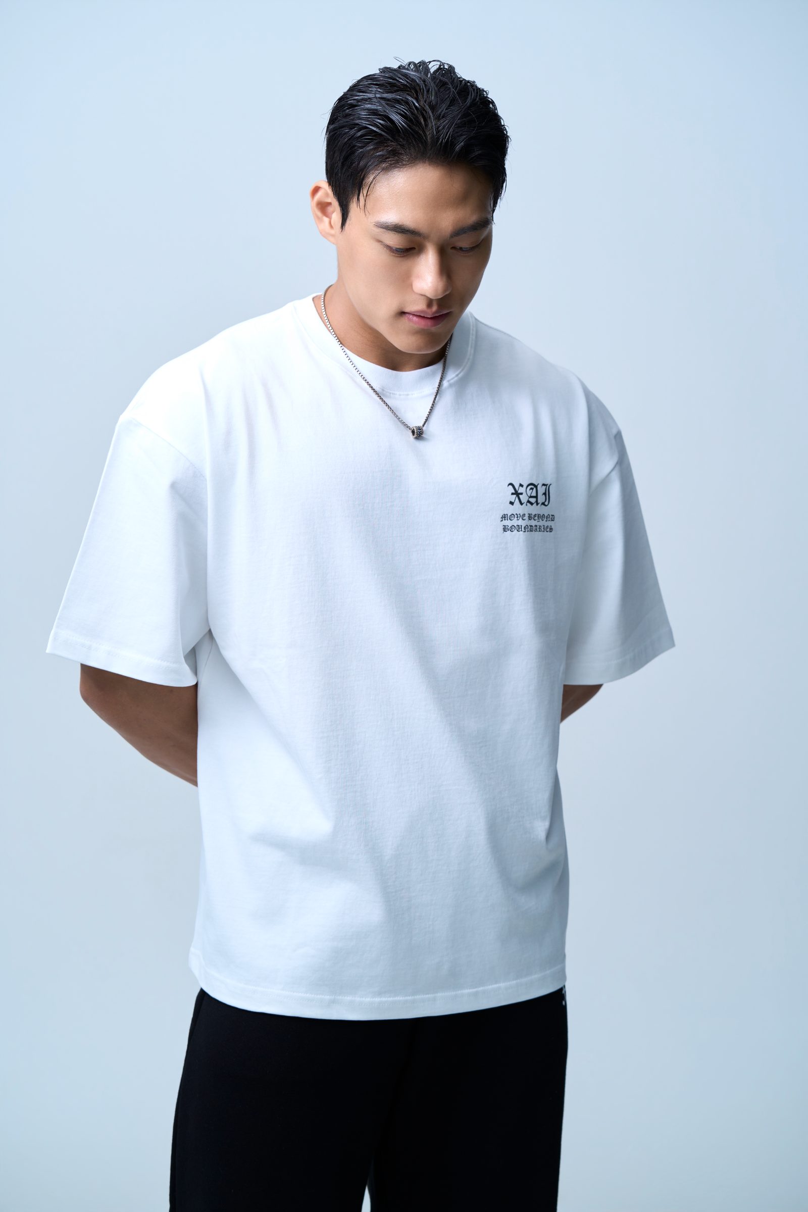 XAI Lettering Logo Pigment Overfit T-Shirt - White 2