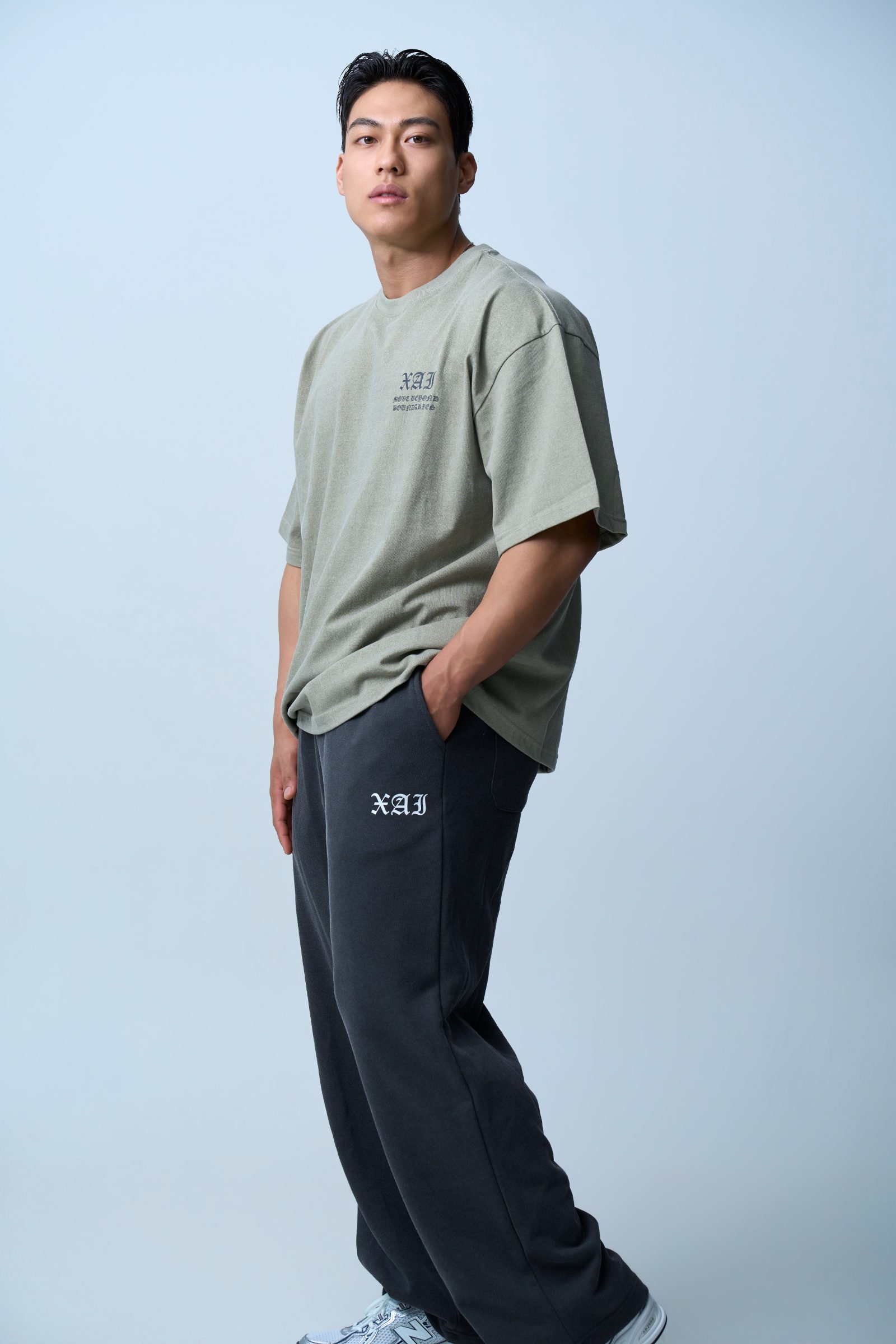 XAI Font Wide Pants - Pigment Charcoal 1