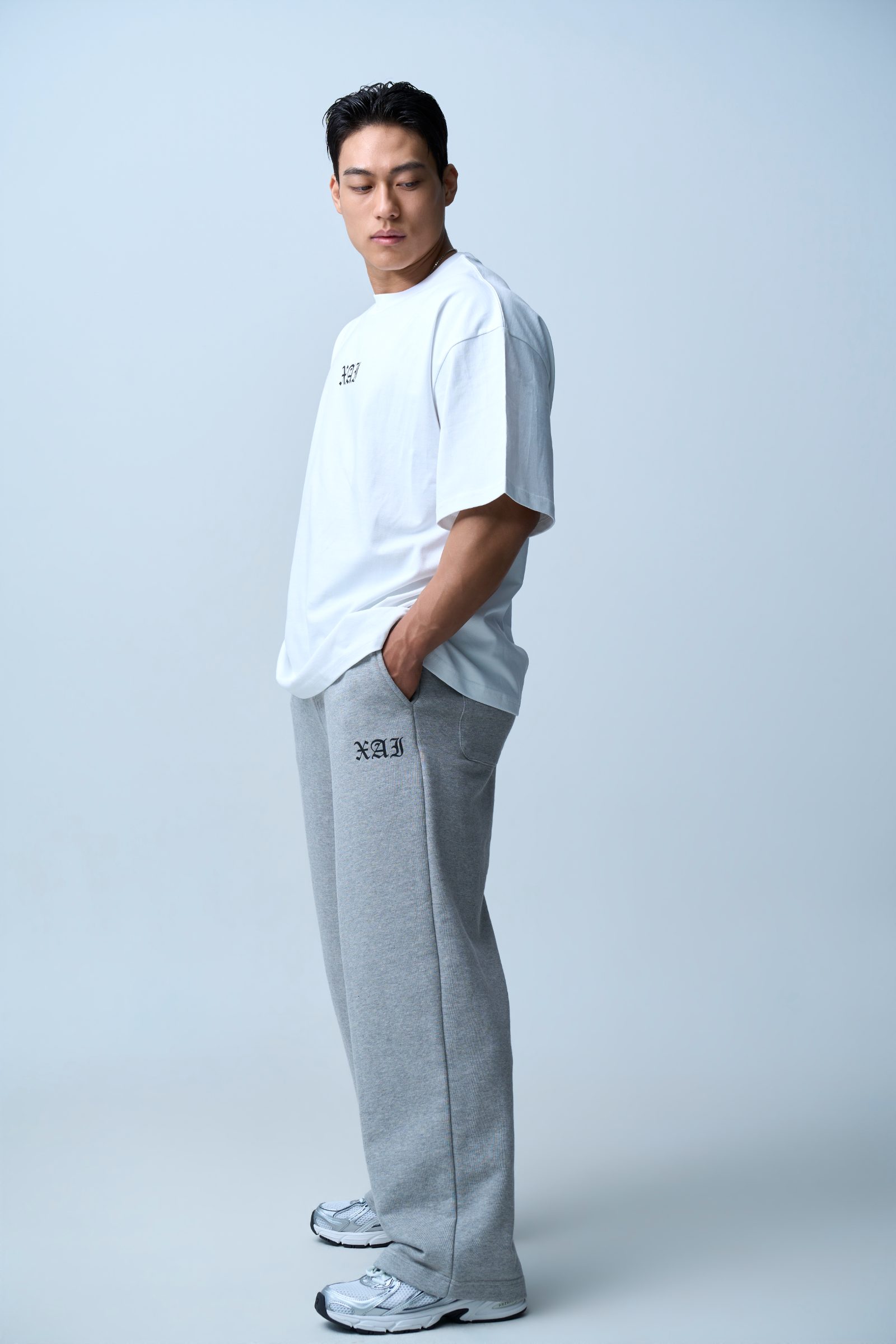 XAI Font Wide Pants - Melange Grey 3