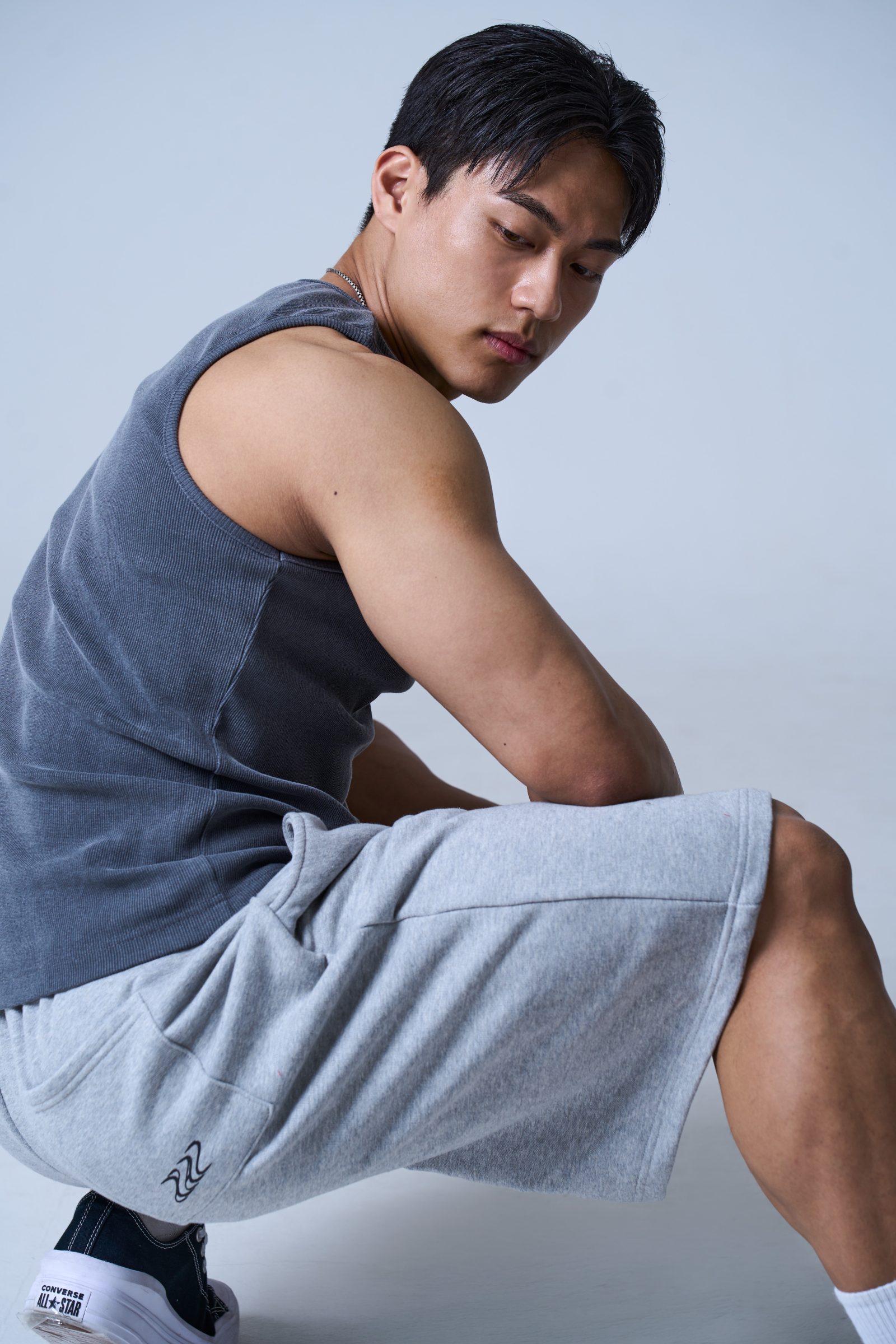 XAI Back Pocket Point Logo Bermuda Pants - Grey Melange 2