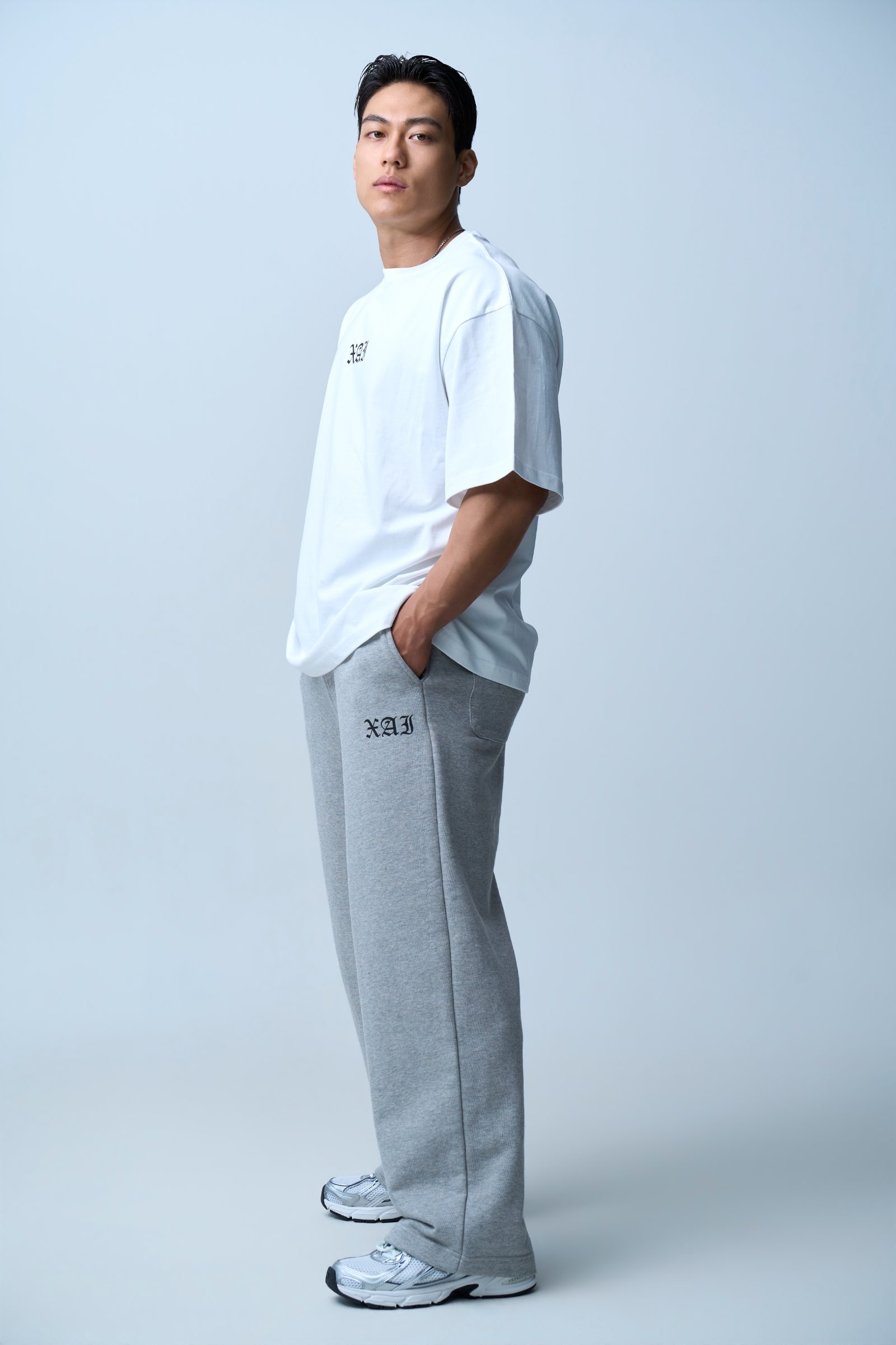 XAI Font Wide Pants - Melange Grey 2