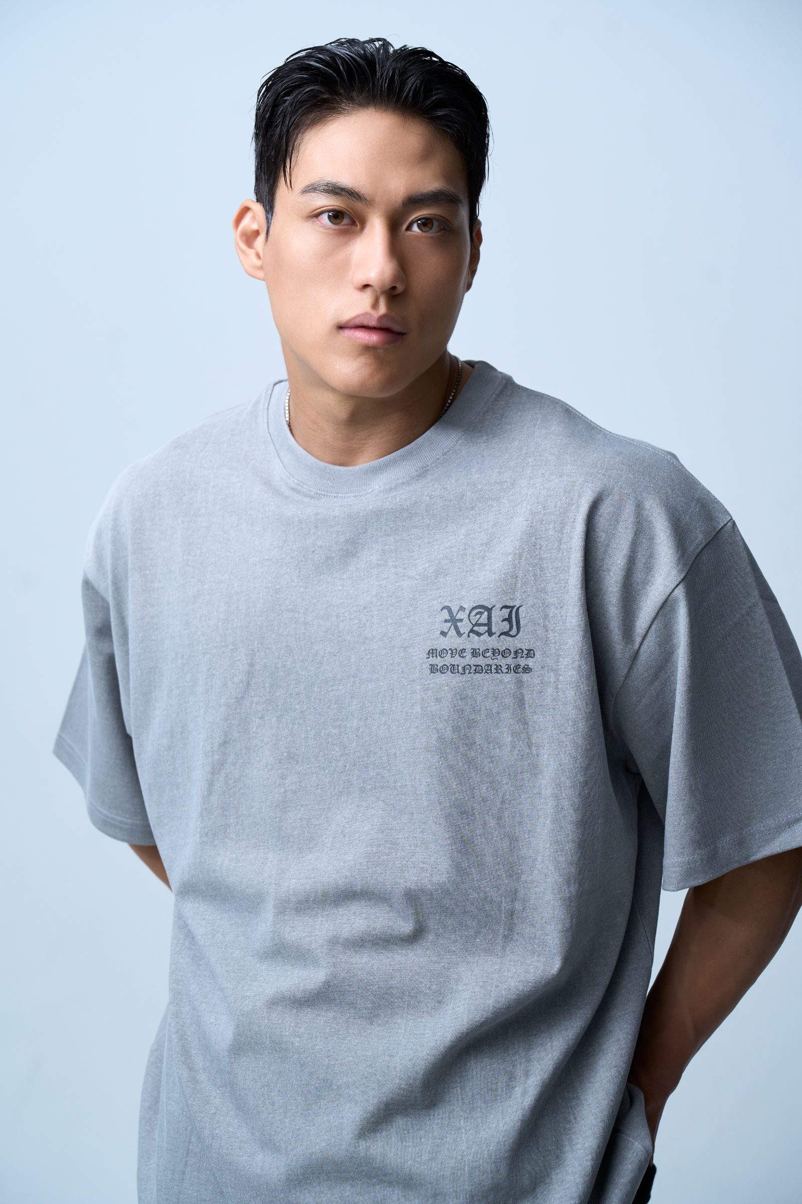 XAI Lettering Logo Pigment Overfit T-Shirt - Grey 4