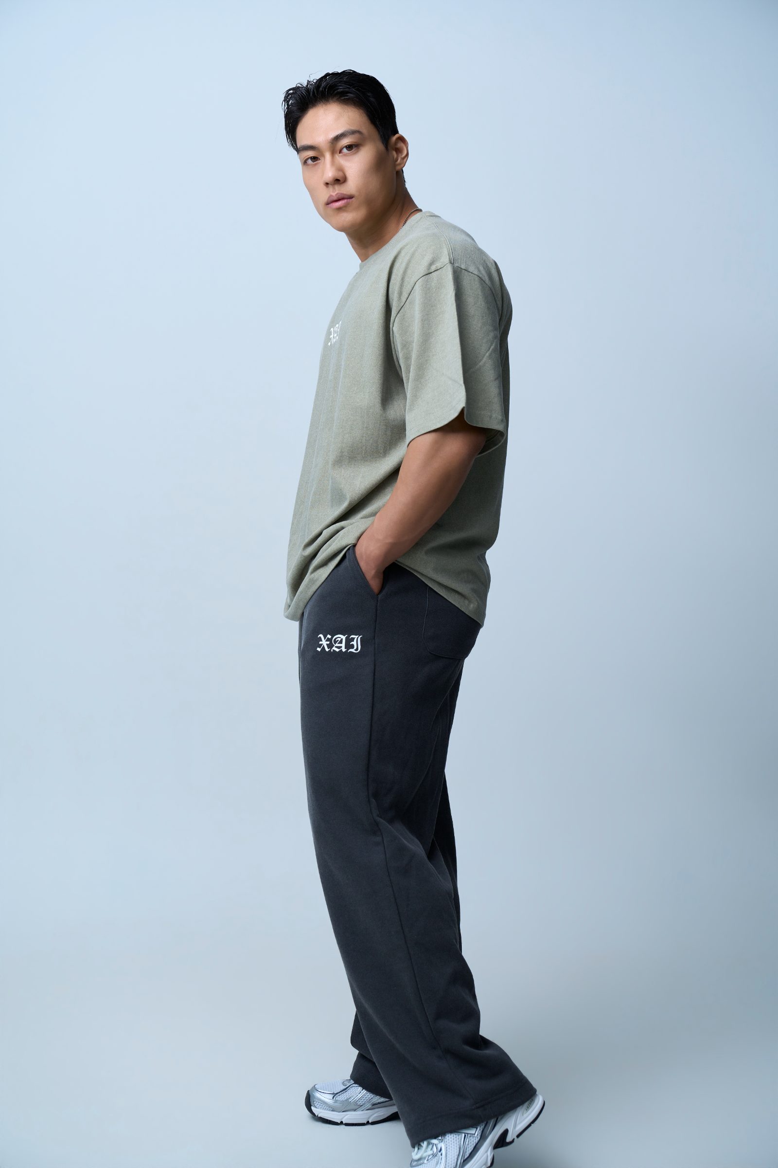 XAI Font Wide Pants - Pigment Charcoal 3