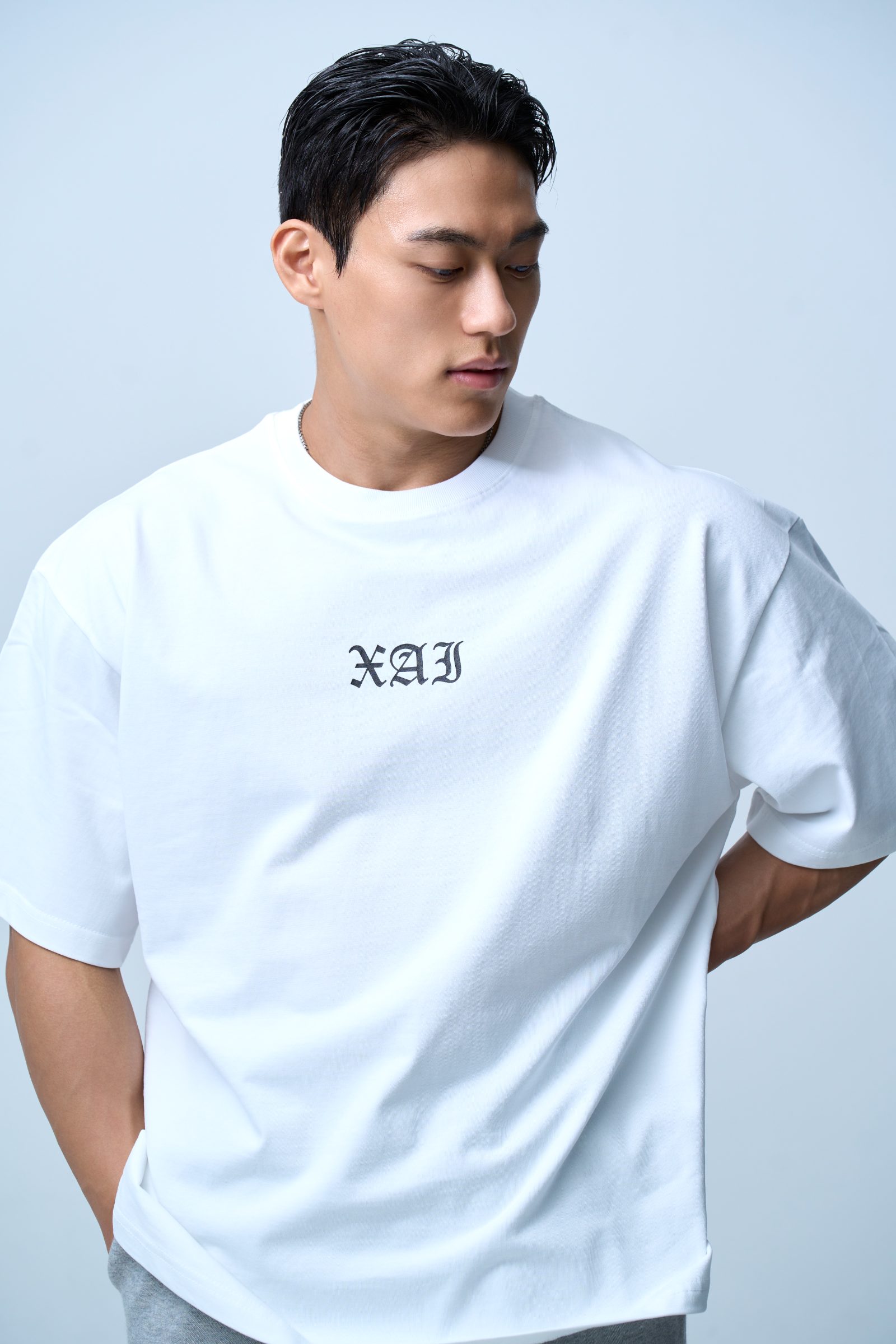 XAI Font Logo Pigment Overfit T-Shirt - White 1