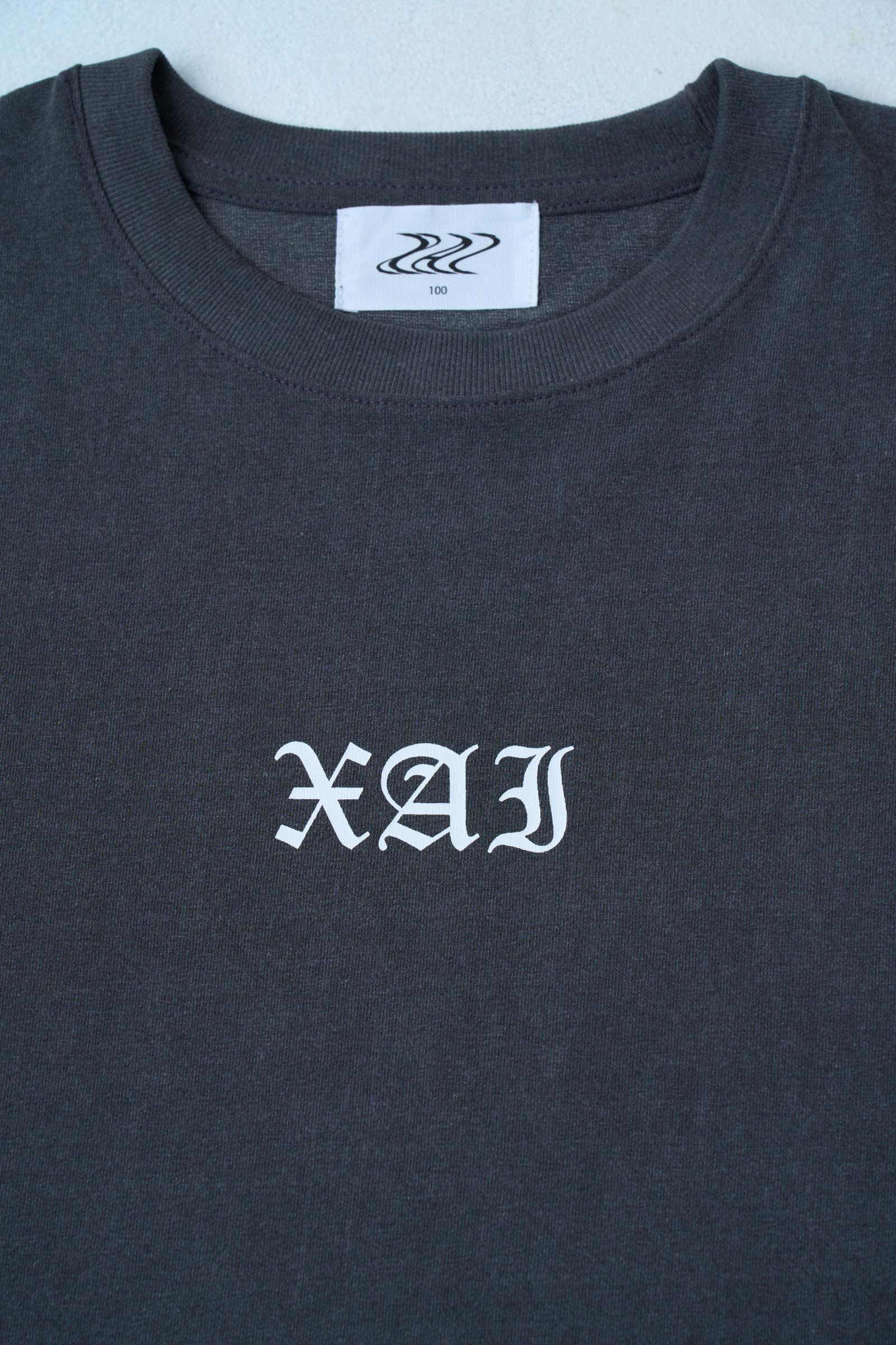 XAI Font Logo Pigment Overfit T-Shirt - Charcoal 5